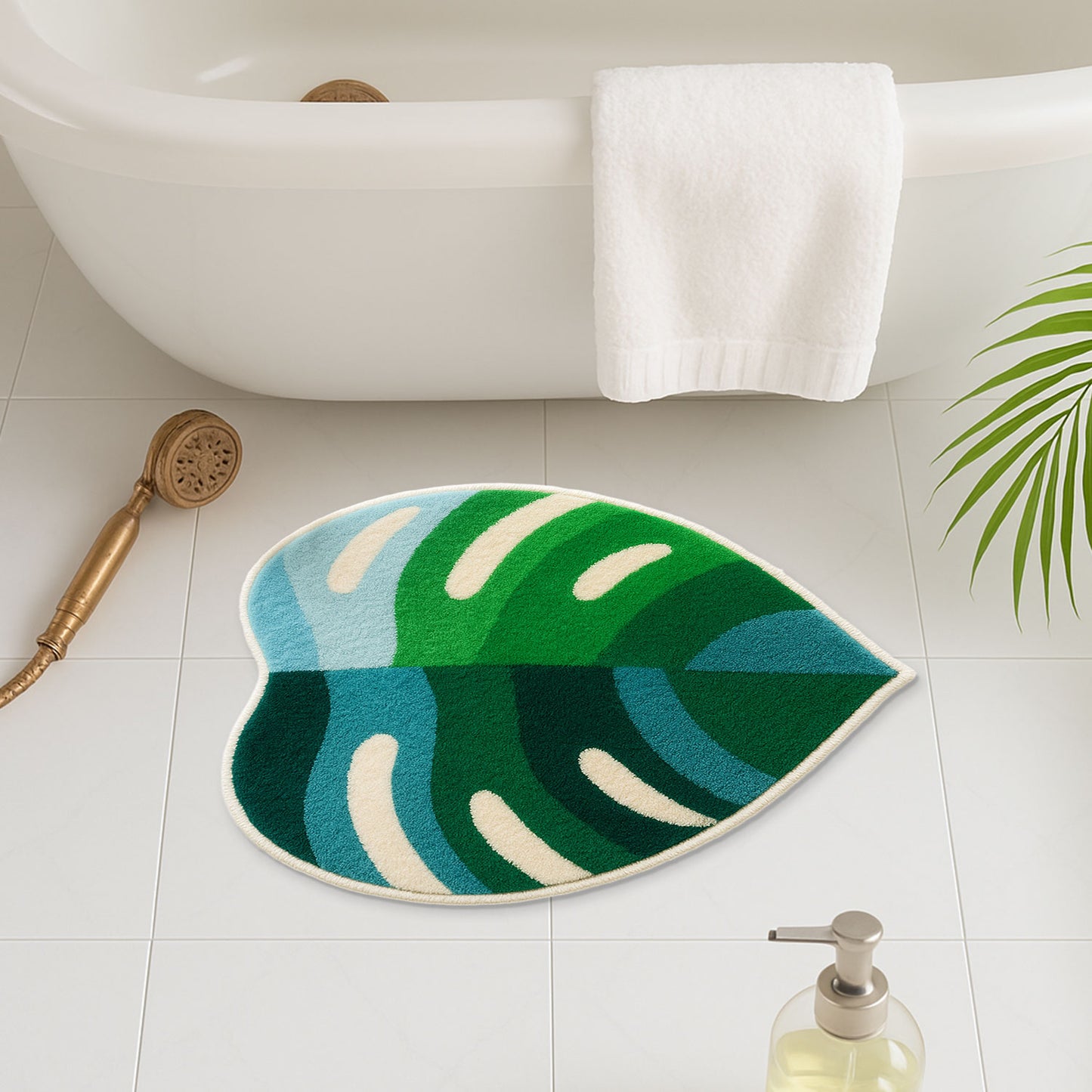 Lovely Green Grey Bathroom Mat