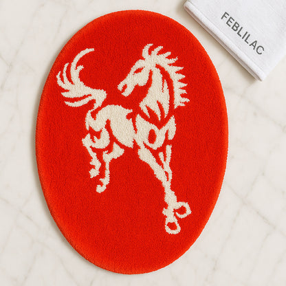 Feblilac Ink Painting Horse Tufted Bath Mat