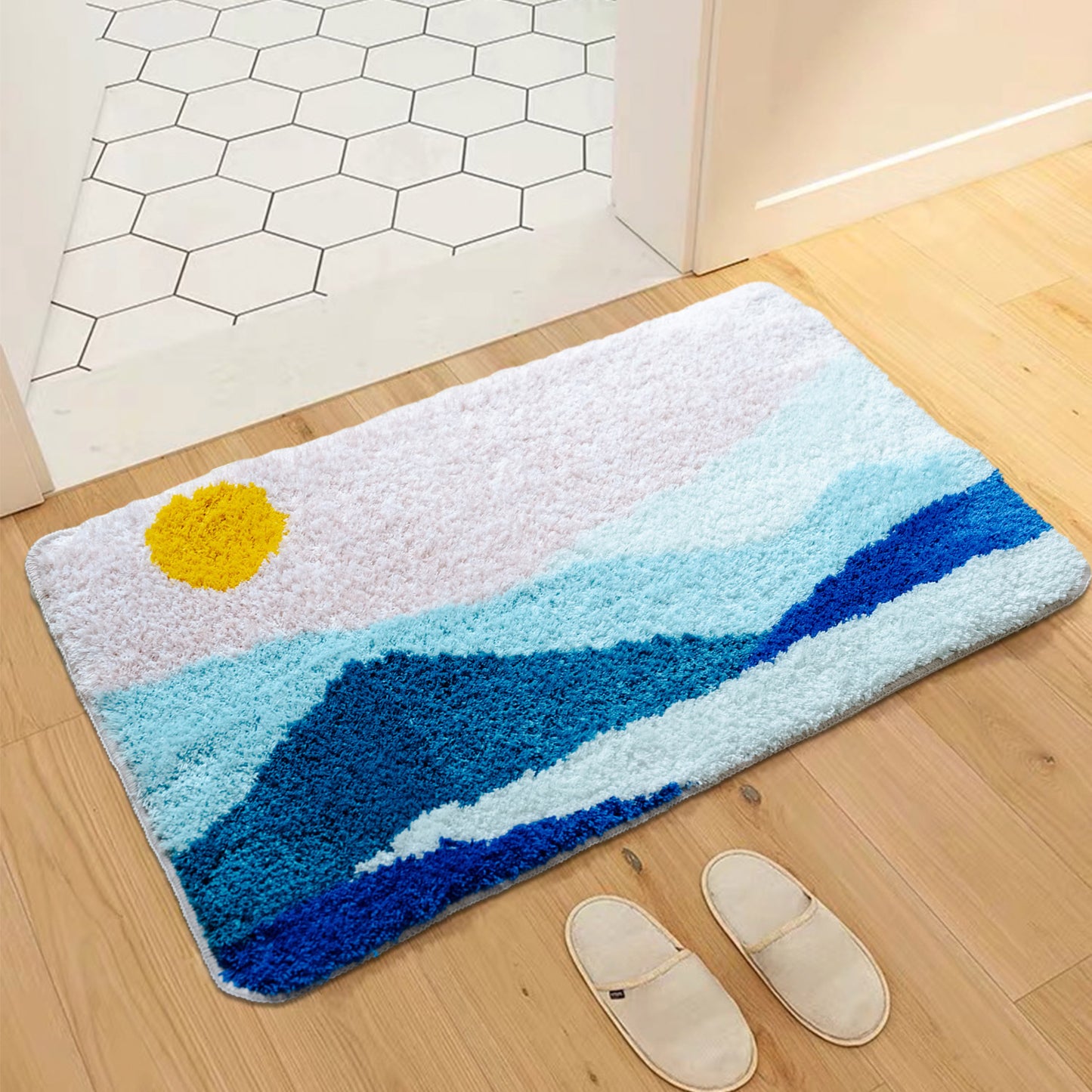 Feblilac Purple Mountain and Sunset Bath Mat