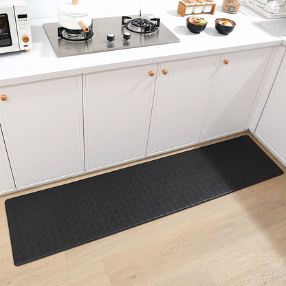 Feblilac Solid Color Grid Leather Kitchen Mat