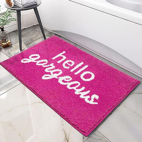 Feblilac Pink Hello Gorgeous Tufted Bath Mat