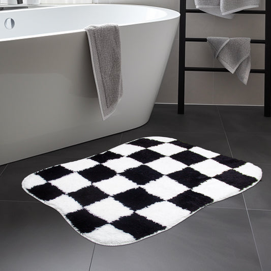 Feblilac Irregular Checkerboard Tufted Bath Mat