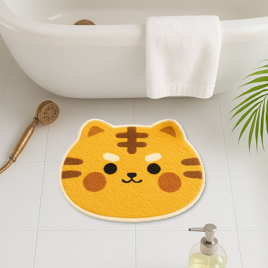 Tiger Head Shaped Bath Mat – Cute & Fluffy Kids' Rug - view 2