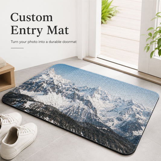 Feblilac Custom Photo Entry Mat, Personalized Loop-Coil Doormat, Non-Slip PVC Welcome Mat