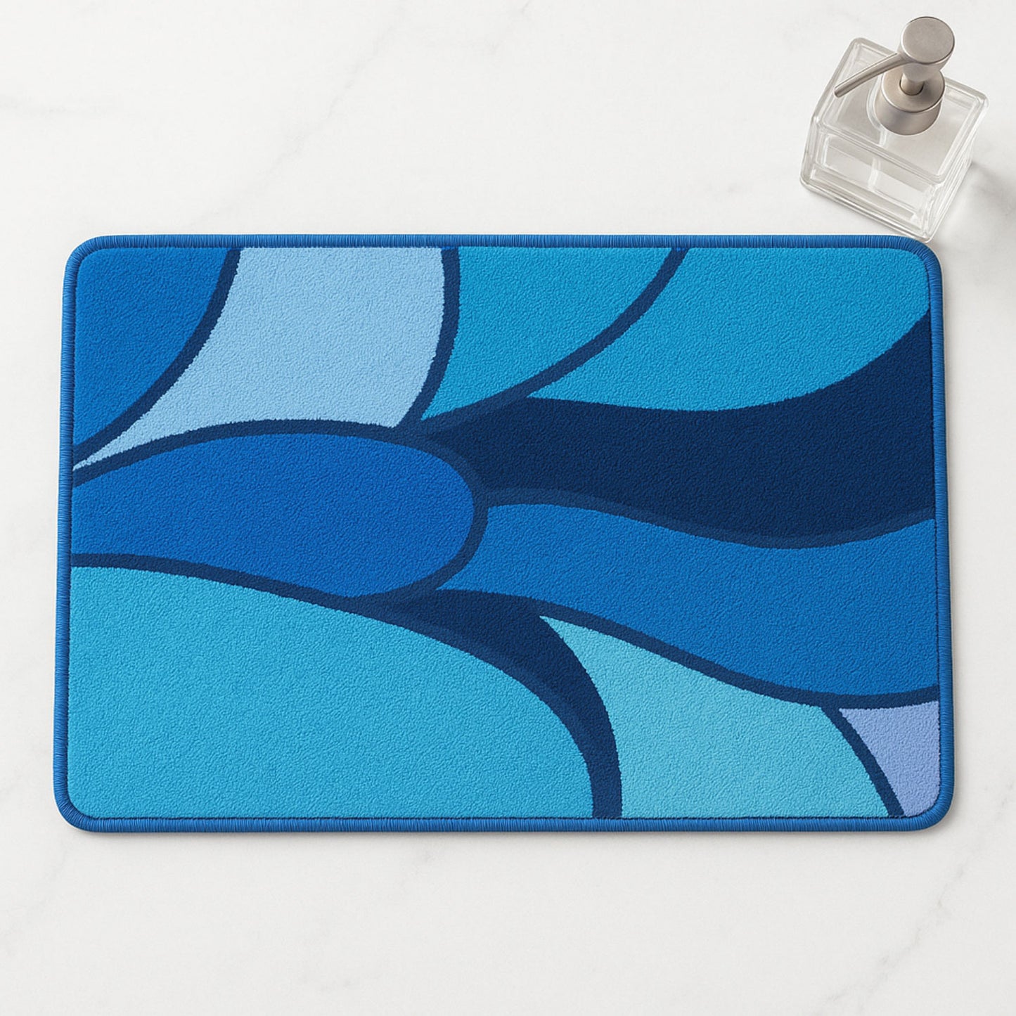 Feblilac Colorful Abstract Sea Geometric Tufted Bath Mat
