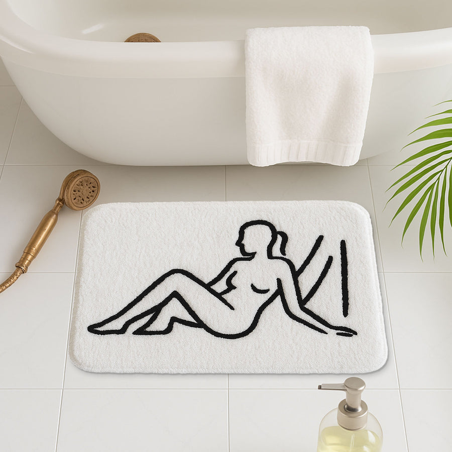 Minimalist Nude Line Art Rug – Modern Tufted Bath Mat | Feblilac - view 2