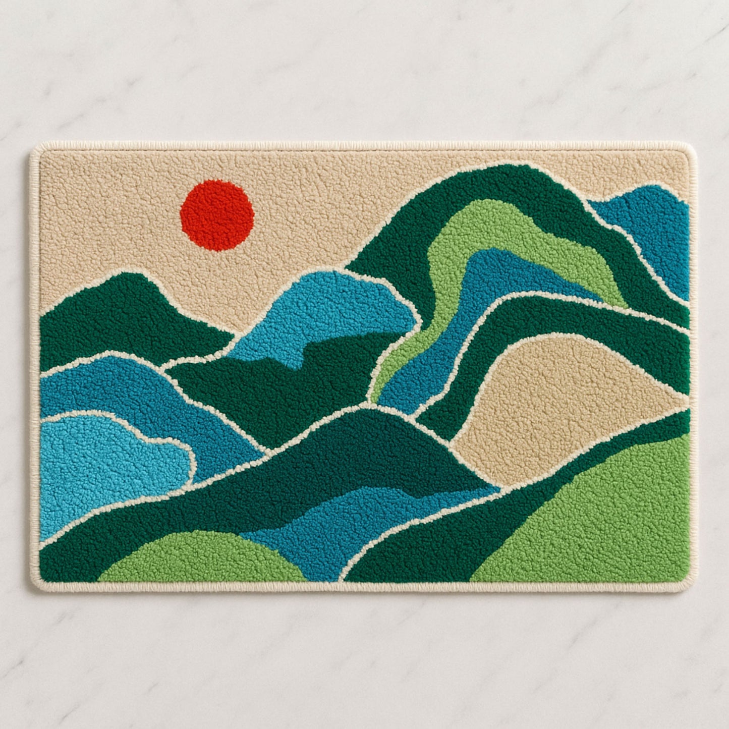 Feblilac Green Mountains and Rivers Tufted Bath Mat