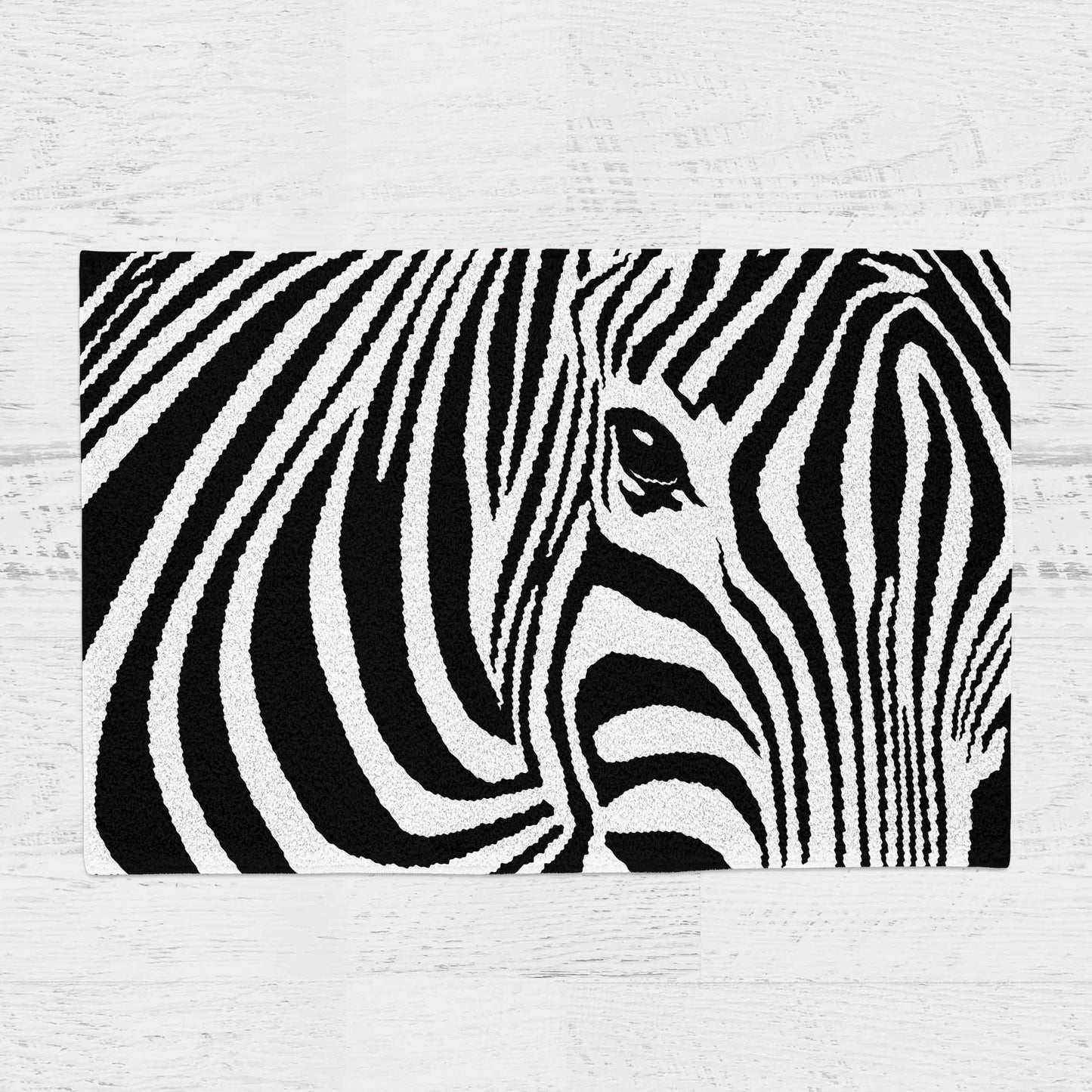 Feblilac Zebra Black And White Tufted Bath Mat