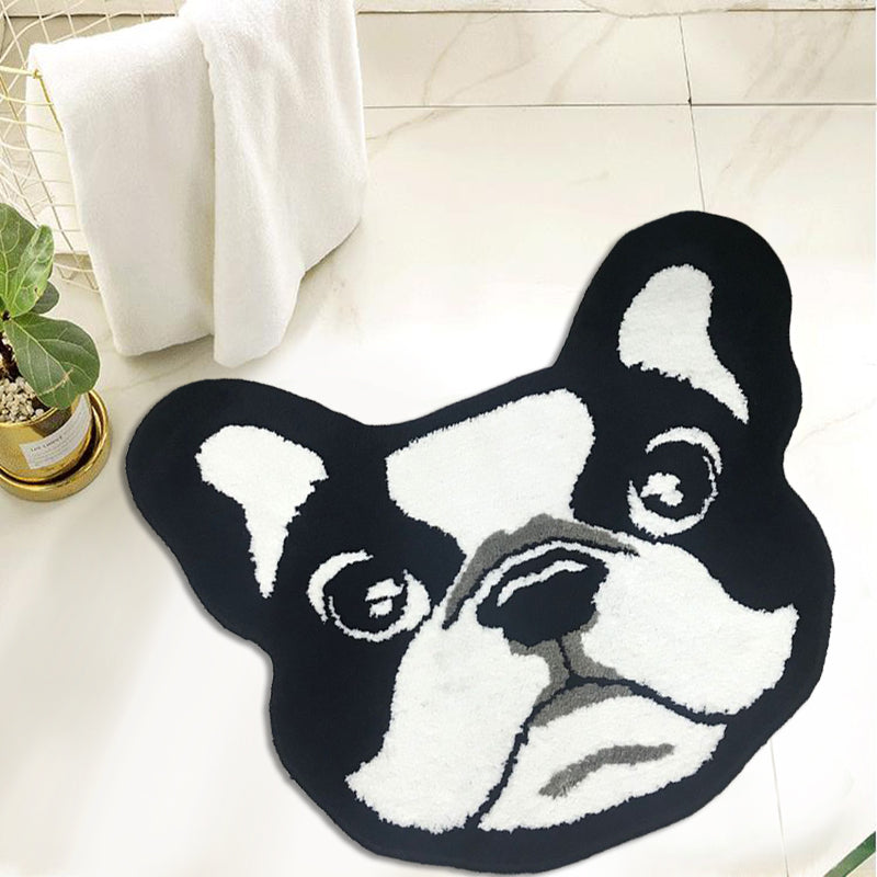 Feblilac Cute Dog Head Tufted Bath Mat