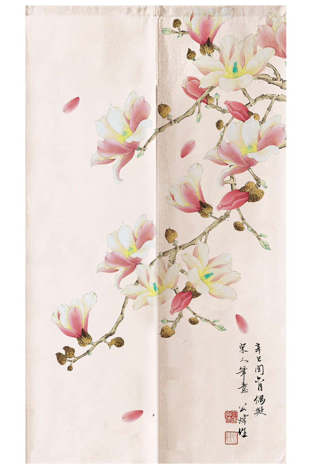 Feblilac Pink Background Magnolia Door Curtain