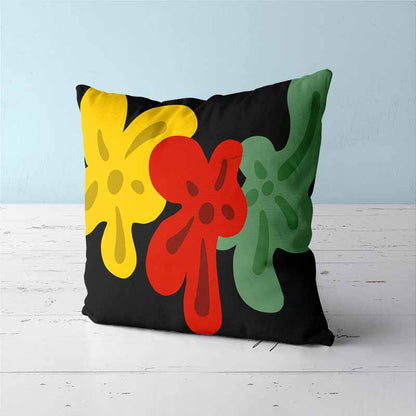 Feblilac Red Yellow and Green Three Flowers Cushion Covers Throw Pillow Covers