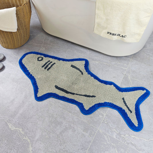 Feblilac Cute Shark Tufted Bath Mat