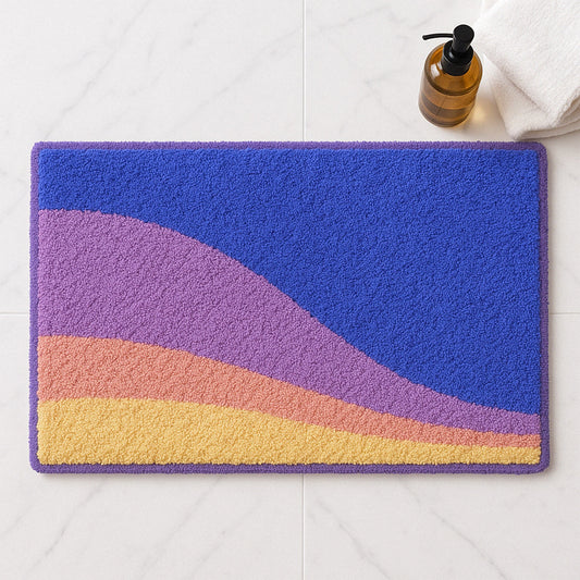 Feblilac Blue Purple Mountain Tufted Bath Mat