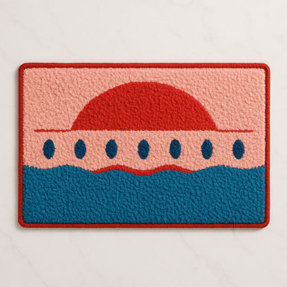 Feblilac Pink Sky and Sea Tufted Bath Mat