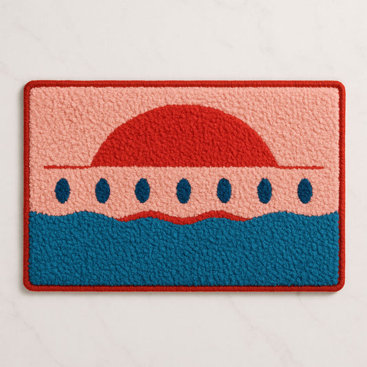 Feblilac Pink Sky and Sea Tufted Bath Mat