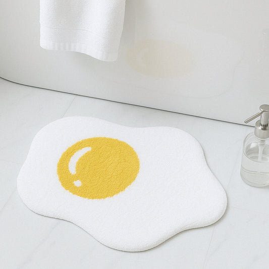 Feblilac Irregular Fried Egg Tufted Bath Mat