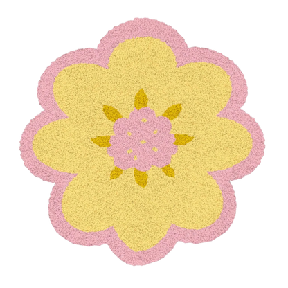 Feblilac Large Pink Flower Tufted Bath Mat