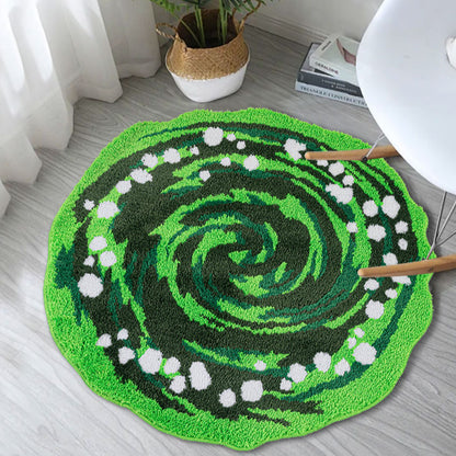 Feblilac Green Swirl Tufted Bath Mat