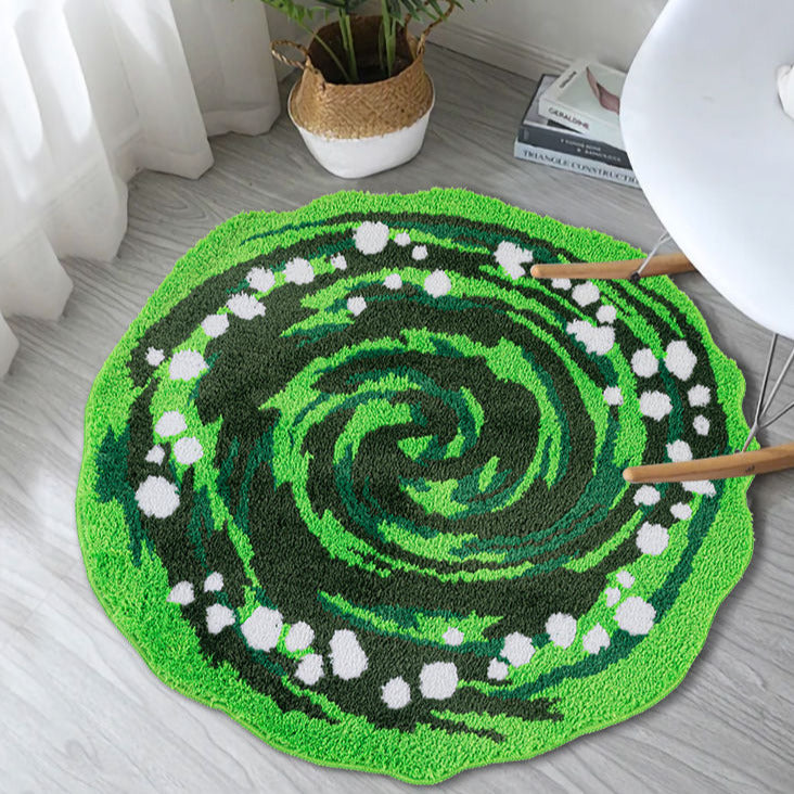 Feblilac Green Swirl Tufted Bath Mat - view 3