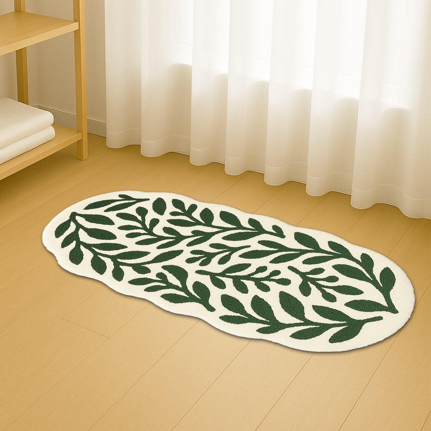 Feblilac Leaf Tufted Runner Bath Mat