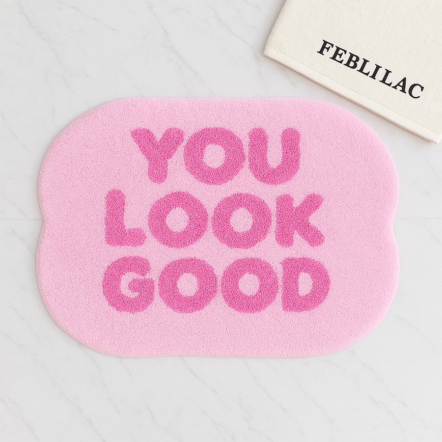 Feblilac You Look Good Pink Tufted Bath Mat - view 2
