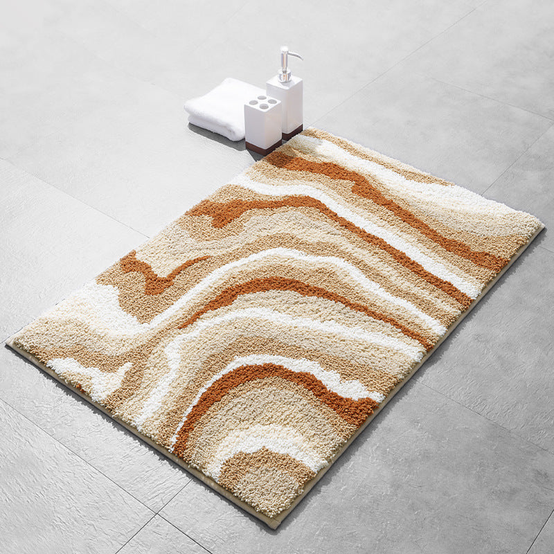 Feblilac Geometric Glass Water Flow Totem and Rose Tufted Bath Mat - view 4