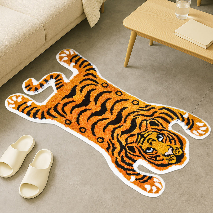 Feblilac Yellow Tiger Tufted Bath Mat