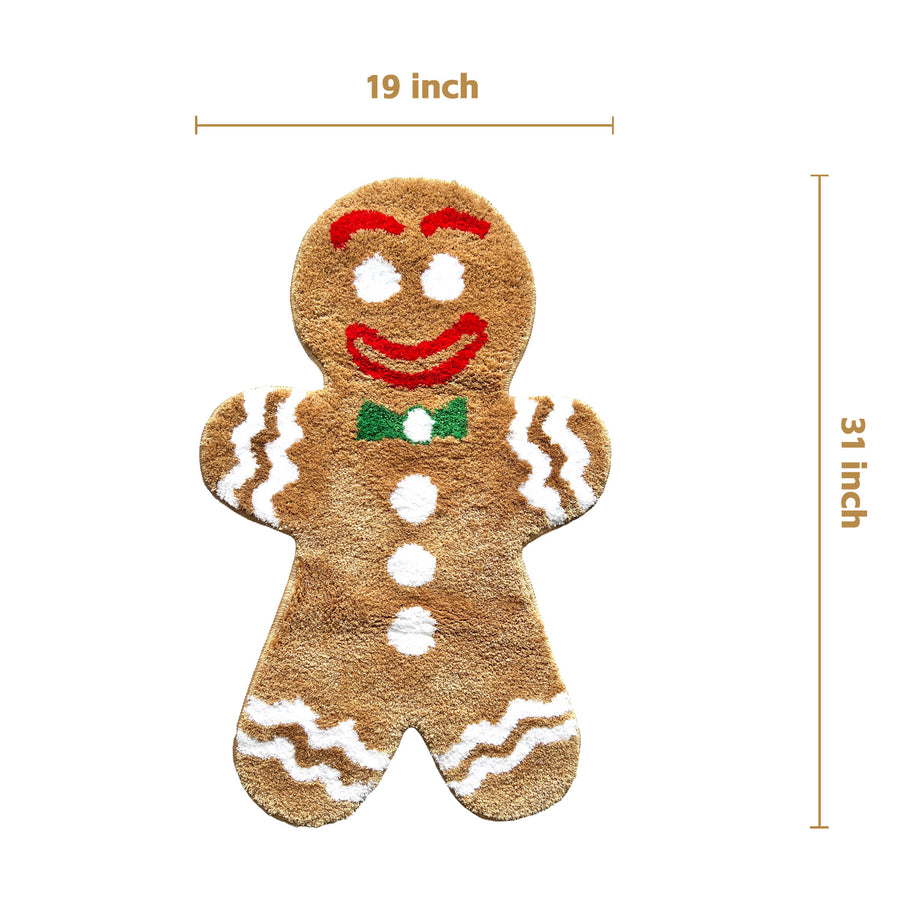 Holiday Gingerbread Man Bath Mat – Cute Christmas Bathroom Decor - view 2