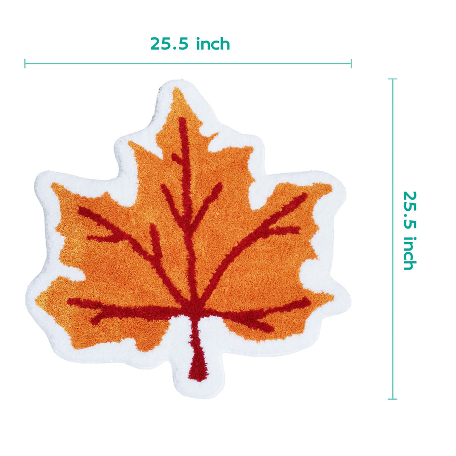 Feblilac Red Maple Shape Bath Mat Leaf Soft Tufted Non-slip Bathroom Rug Mats - view 4