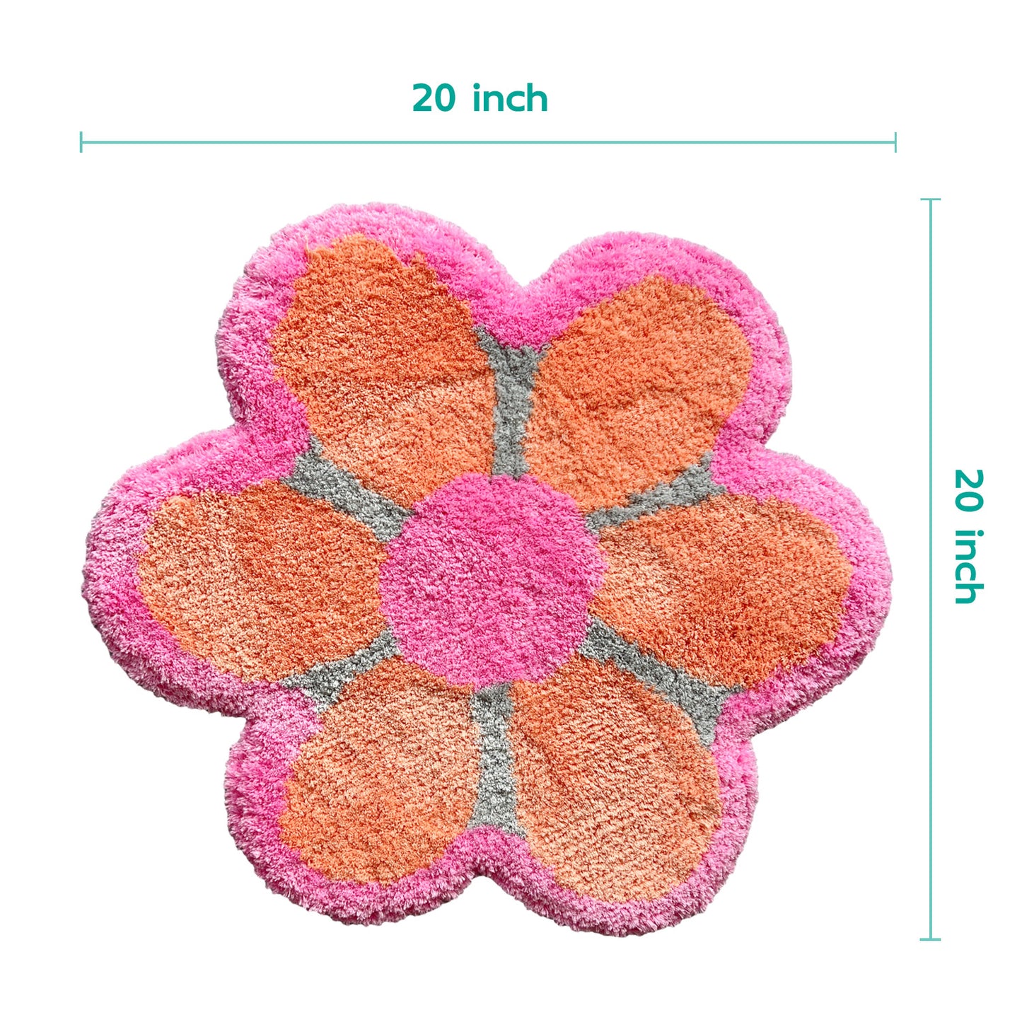 Feblilac Pink Orange Six-petal Flower Tufted Bath Mat