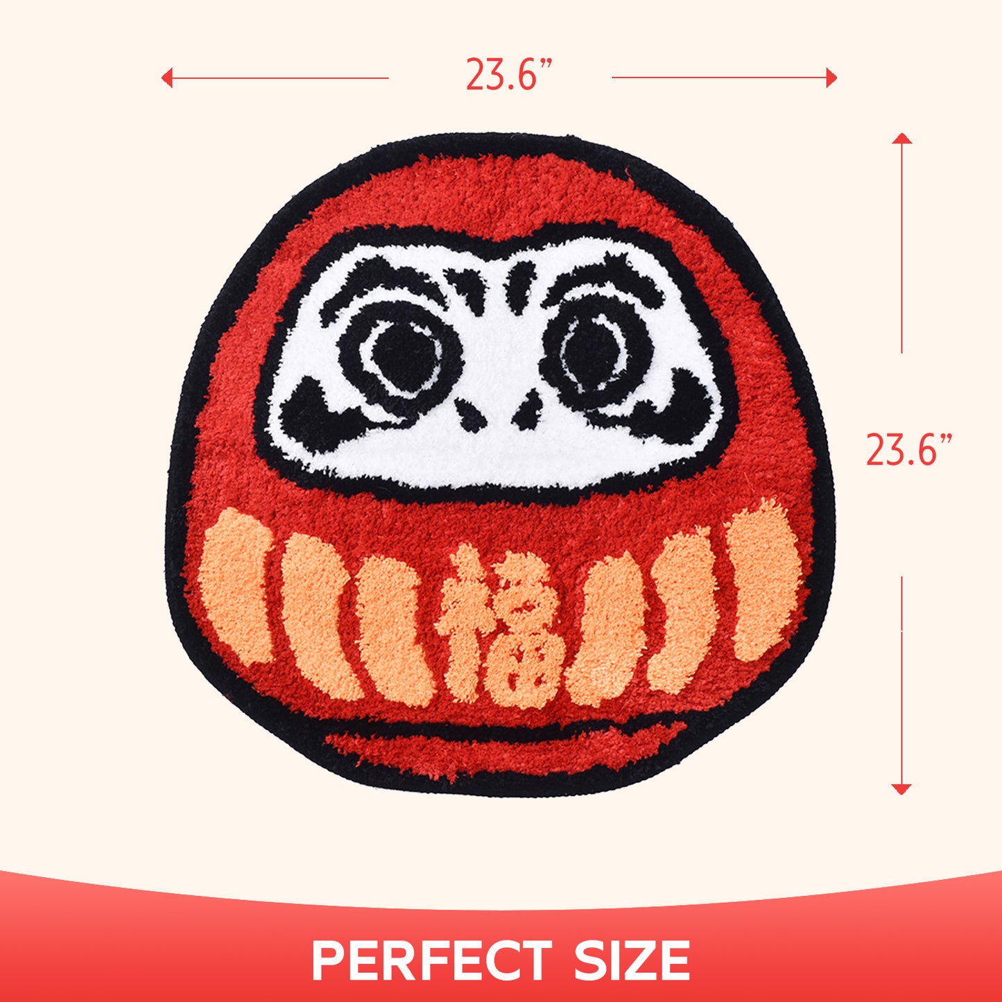 Feblilac Japanese Red Daruma Bathroom Mat 24"x24"