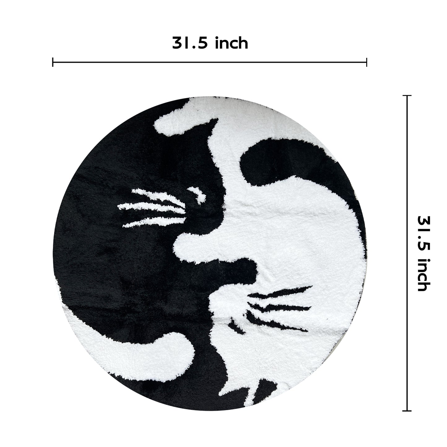 Cute Black and White Cats Bath Mat 31"x31", 80cmx80cm