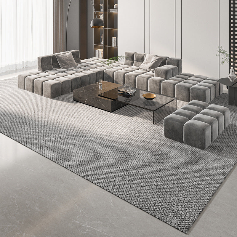 Feblilac Nordic Style Rectangular Solid Wool Living Room Carpet