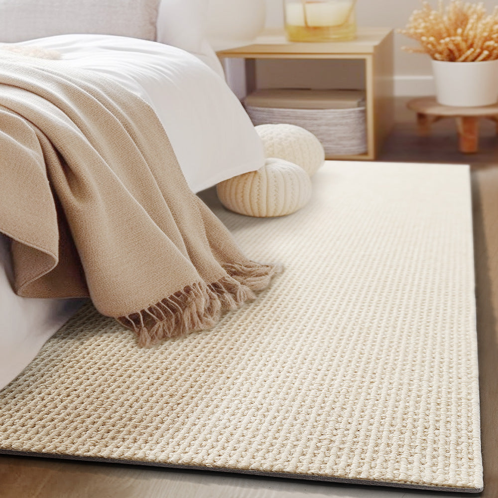 Feblilac Japanese Style Rectangular Solid Wool Living Room Carpet - view 2