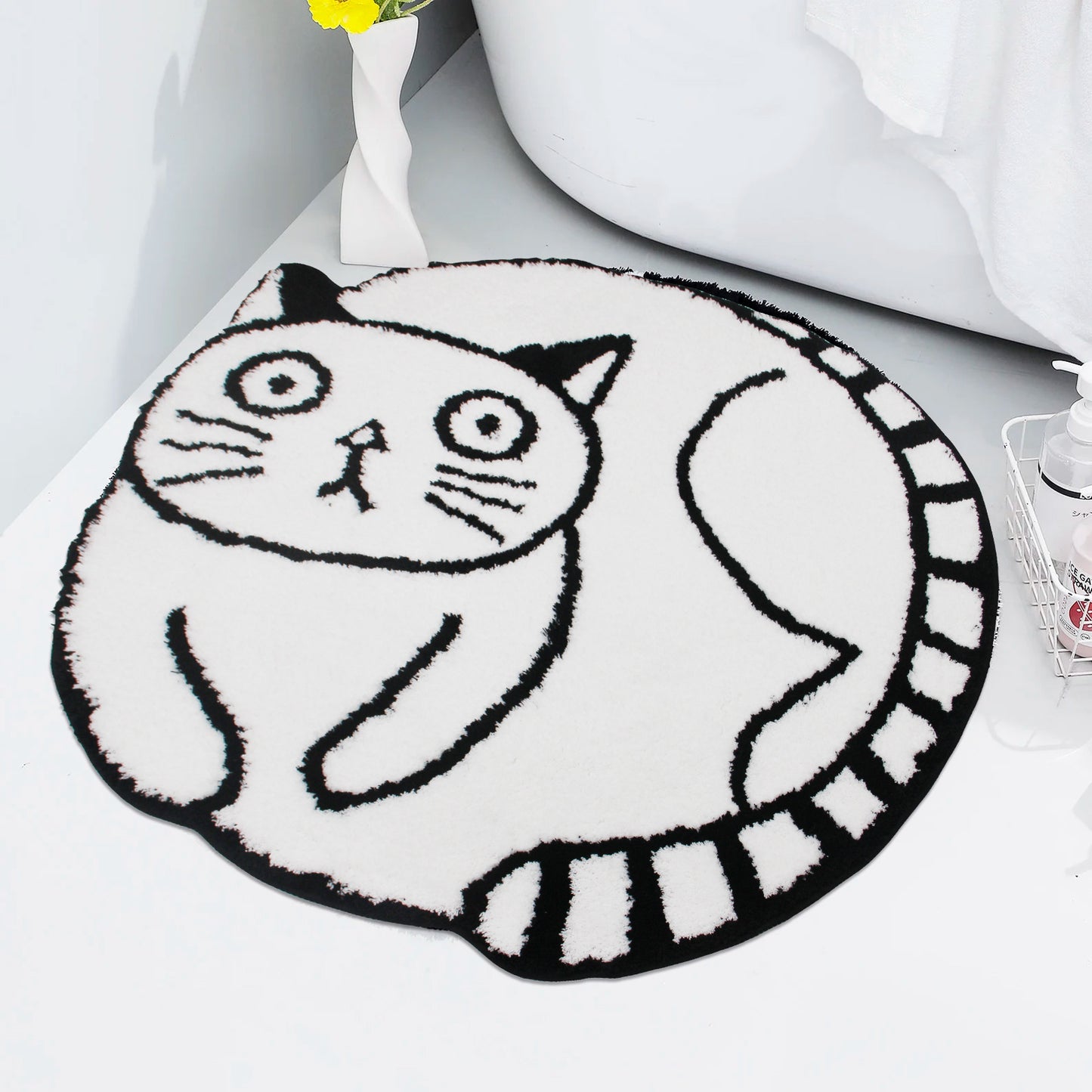 Black and White Cute Cat Bath Mat - Feblilac® Mat