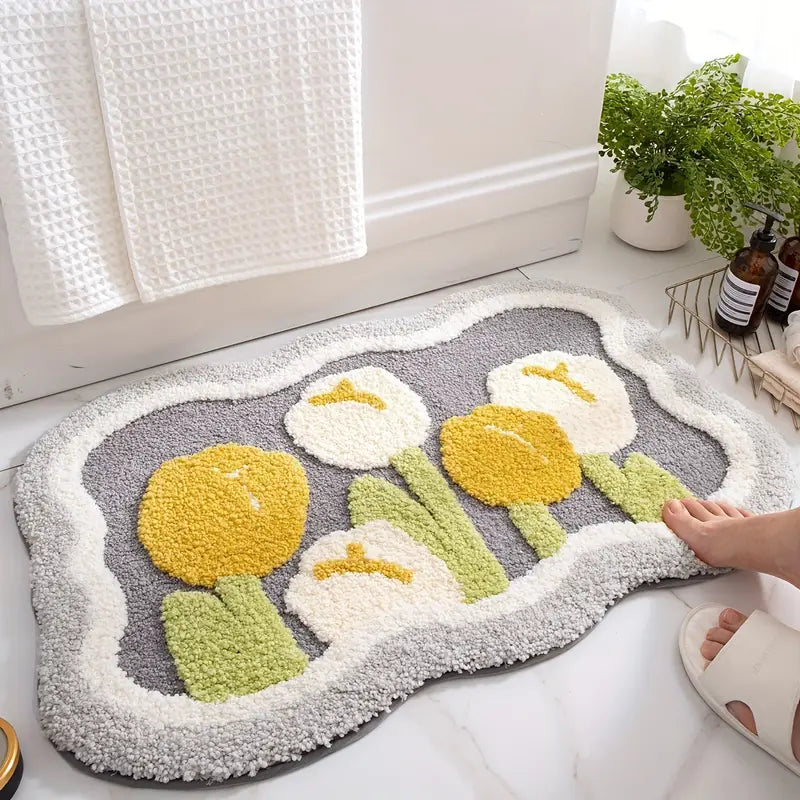 Feblilac Beam Flower Bath Mat Home Decor - view 2