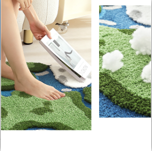 Feblilac Round Lunar Surface Handmade Tufted Acrylic Livingroom Carpet Area Rug - view 4