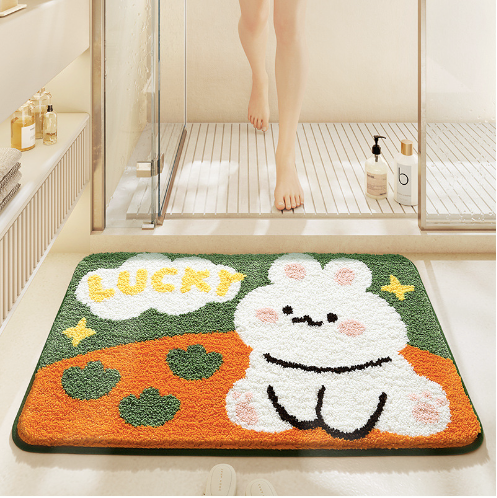 Feblilac Cute Animals Lucky Rabbit Tufted Bath Mat