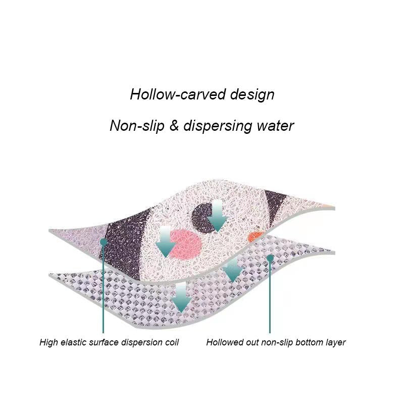 Feblilac Grey U Shaped Pattern PVC Coil Bathtub Mat and Shower Mat - view 4