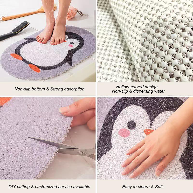 Feblilac Grey U Shaped Pattern PVC Coil Bathtub Mat and Shower Mat