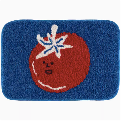 Feblilac Blue Background Tomato Tufted Bath Mat