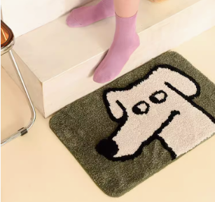 Feblilac Cute Dog Tufted Bath Mat