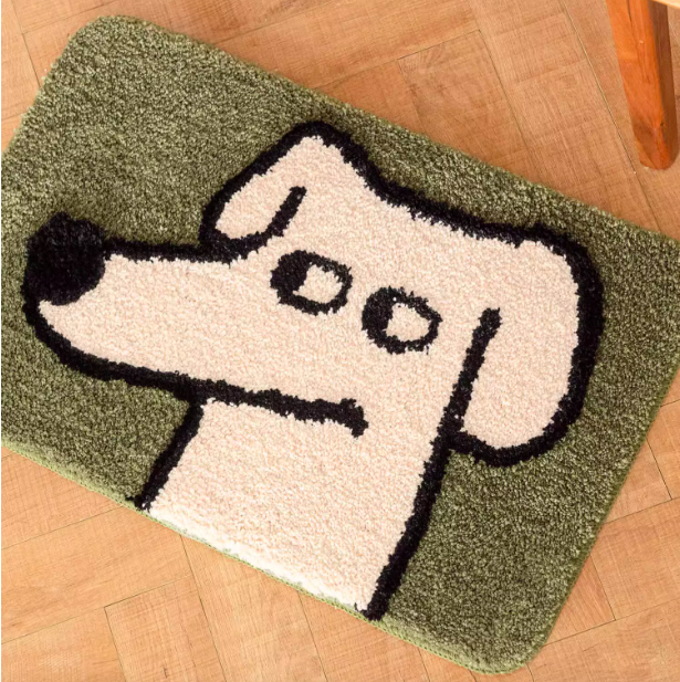 Feblilac Cute Dog Tufted Bath Mat