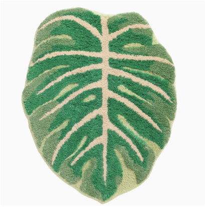 Feblilac Tropical Green Leaf Bath Mat, Bedroom Are Rug, Long Runner Mat