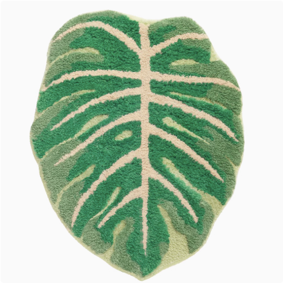Feblilac Tropical Green Leaf Bath Mat, Bedroom Are Rug, Long Runner Mat - view 2