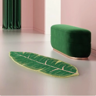 Feblilac Tropical Green Leaf Bath Mat, Bedroom Are Rug, Long Runner Mat