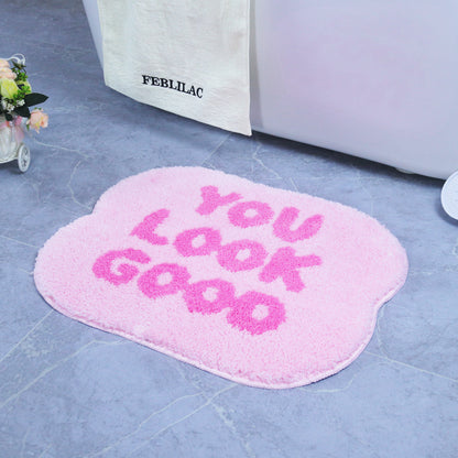 Feblilac You Look Good Pink Hurger Tufted Bath Mat