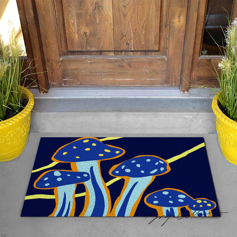 Feblilac Dark Blue Mushroom PVC Coil Door Mat - view 2