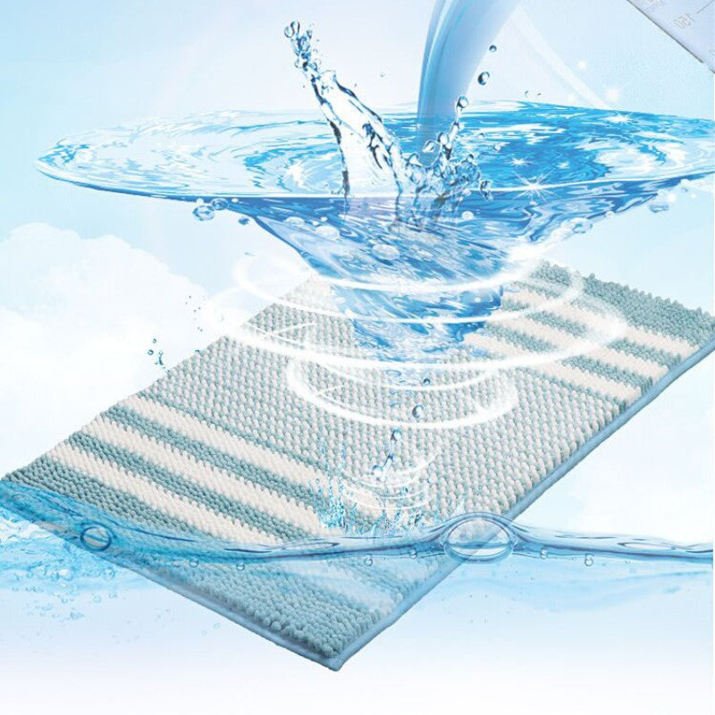 Feblilac Stripe Chenille Non-Slip Microfiber Shag Bathroom Rug Mat - view 2