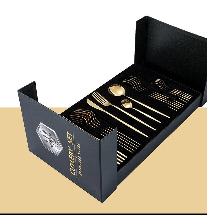 Feblilac Stainless Steel Dinnerware Knife and Fork Spoon 24pcs Set - view 27